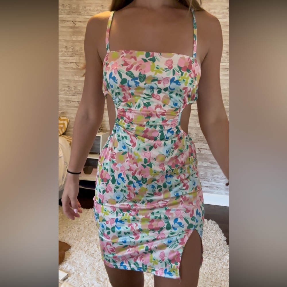 Floral cut out dress